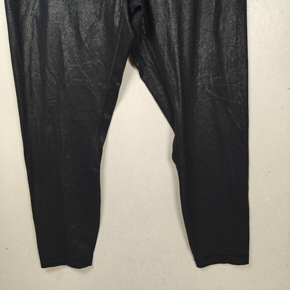 Lululemon Align High-Rise Ribbed Pant 25" Shine Radiate Foil Black Night Size 12 - Picture 3 of 9